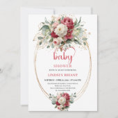 Invitation Modern Bohemian Burgundy White Greenery Floral  (Devant)