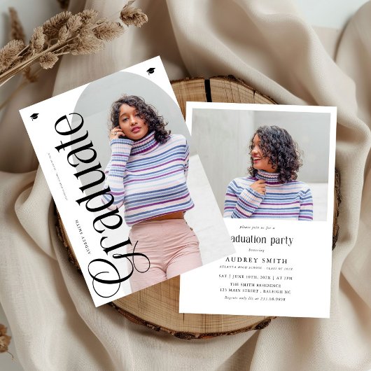 Invitation Modern Boho Arch 2 Photos Graduation