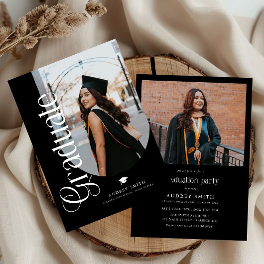 Invitation Modern Boho Arch 2 Photos Graduation