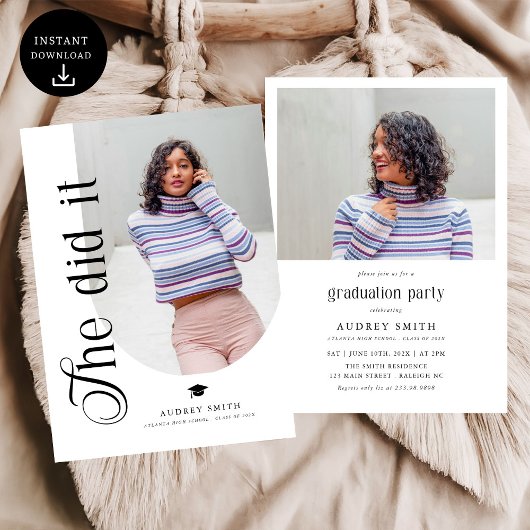 Invitation Modern Boho Arch 2 Photos Graduation