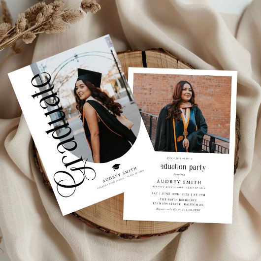 Invitation Modern Boho Arch 2 Photos Graduation