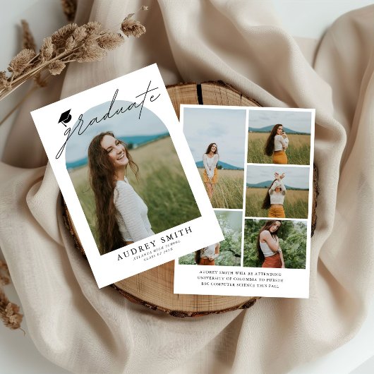 Invitation Modern Boho Arch 6 Photos Graduation Announcement