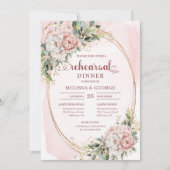 Invitation Modern Boho Blush Pink Greenery Rehearsal Invite (Devant)