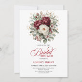 Invitation Modern Boho Burgundy Eucalyptus Gold Bridal Shower (Devant)