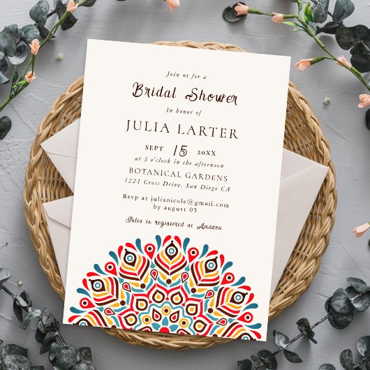 Invitation Modern Boho Ethnic Floral Mandala Bridal Shower