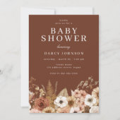 Invitation Modern Boho Floral Neutral Baby Shower (Devant)
