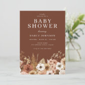Invitation Modern Boho Floral Neutral Baby Shower (Debout devant)