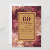 Invitation Modern Boho Merlot Blush Floral Look 60th Birthday (Devant)