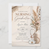 Invitation Modern Boho Nursing Graduation Invite | Geometric  (Devant)