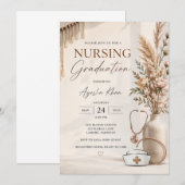 Invitation Modern Boho Nursing Graduation Invite | Geometric  (Devant / Derrière)