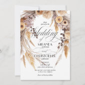 Invitation Modern Boho Pampas Grass Wreath Rustic Wedding (Devant)
