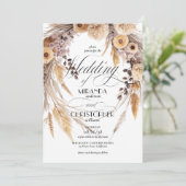 Invitation Modern Boho Pampas Grass Wreath Rustic Wedding (Debout devant)