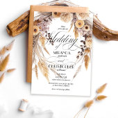 Invitation Modern Boho Pampas Grass Wreath Rustic Wedding
