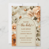 Invitation Modern Boho Terracotta Olive Floral Save The Date (Devant)