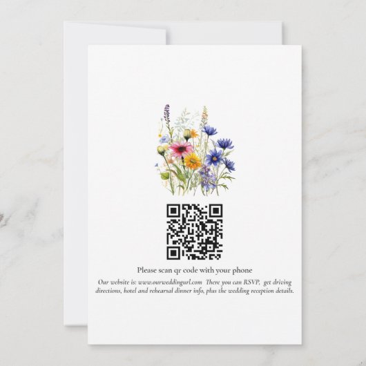 Invitation Modern Boho Wildflower QR Code Wedding (Dos)