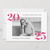 Invitation Modern Bold 2025 Hot rose Photo Graduation Party (Devant)