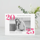 Invitation Modern Bold 2025 Hot rose Photo Graduation Party (Debout devant)