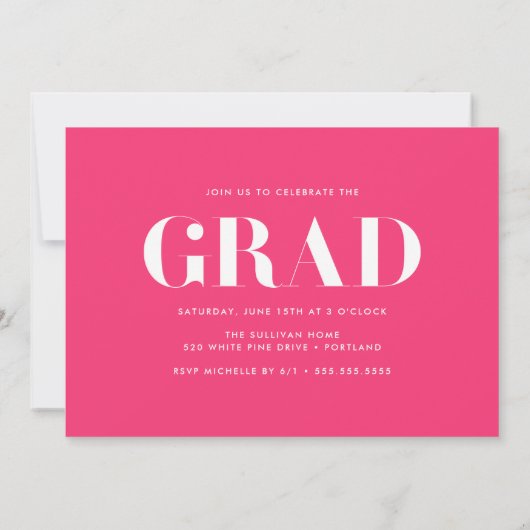 Invitation Modern Bold 2025 Hot rose Photo Graduation Party (Dos)