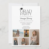 Invitation Modern Bold Black white Trendy 6 photos graduation (Dos)
