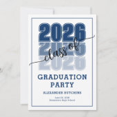Invitation Modern Bold Class 2026 Navy Blue Graduation Party (Devant)