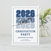 Invitation Modern Bold Class 2026 Navy Blue Graduation Party (Debout devant)