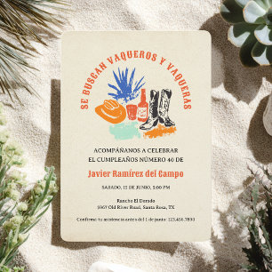 Invitation Modern Bold Espagnol Mexicain Cowboy Désert Annive