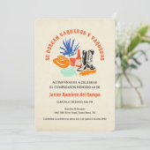 Invitation Modern Bold Espagnol Mexicain Cowboy Désert Annive (Debout devant)