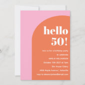 Invitation Modern Bold Geometric Pink Orange 50th Birthday (Devant)