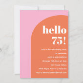 Invitation Modern Bold Geometric Pink Orange 75th Birthday (Devant)