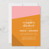 Invitation Modern Bold Geometric Pink Orange Couples Shower (Devant)