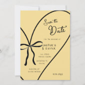Invitation Modern Bold Heart Bow Photo Mariage Enregistrer La (Devant)
