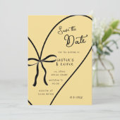 Invitation Modern Bold Heart Bow Photo Mariage Enregistrer La (Debout devant)