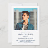 Invitation Modern Bold Navy Blue White Photo Party (Devant)