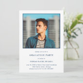 Invitation Modern Bold Navy Blue White Photo Party (Debout devant)