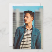 Invitation Modern Bold Navy Blue White Photo Party (Dos)