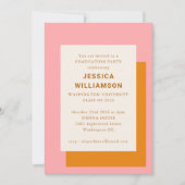 Invitation Modern Bold Pink Orange Classe de Graduation Party (Devant)