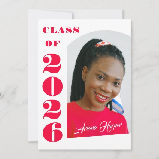 Invitation Modern Bold Pink Script Graduation Party (Devant)