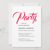 Invitation Modern Bold Pink Script Graduation Party (Dos)