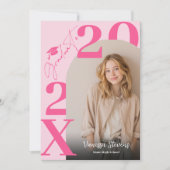 Invitation Modern Bold Retro Pink Trendy 6 photos graduation (Devant)
