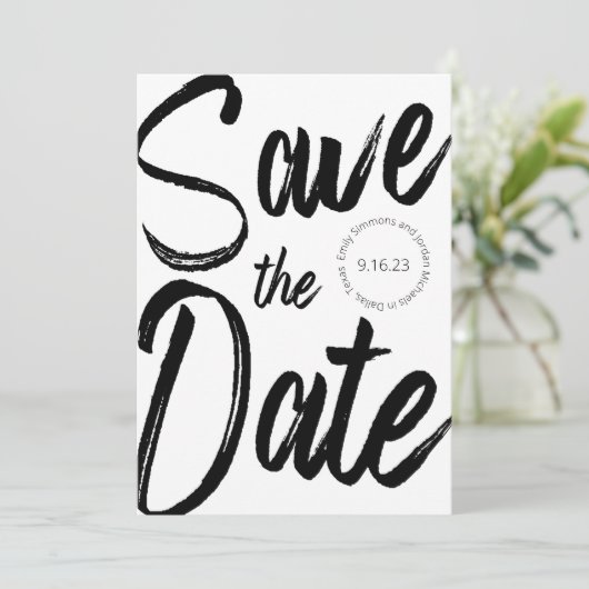 Invitation Modern Bold Script Black White Photo Enregistrer l (Debout devant)
