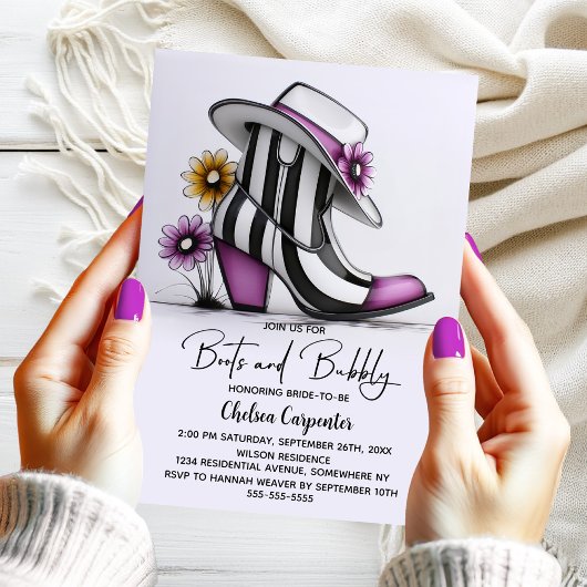 Invitation Modern Boots and Bubbly Bridal Shower