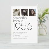 Invitation Modern Born in 1956 4 Photos 70th Birthday Party (Debout devant)