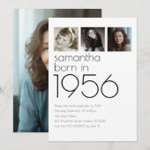 Invitation Modern Born in 1956 4 Photos 70th Birthday Party (Devant / Derrière)