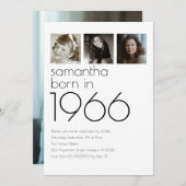 Invitation Modern Born in 1966 4 Photos 60th Birthday Party (Devant / Derrière)