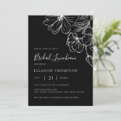 Invitation Modern Botanical Black Line Art Bridal Luncheon  (Debout devant)