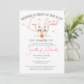 Invitation Modern Bowling Alley Engagement Rehearsal Dinner (Debout devant)