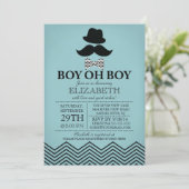 Invitation Modern Boy Oh Boy Little Man Mustache Baby shower (Debout devant)