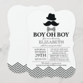 Invitation Modern Boy Oh Boy Little Man Mustache Baby shower (Devant / Derrière)