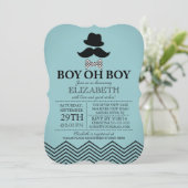 Invitation Modern Boy Oh Boy Little Man Mustache Baby shower (Debout devant)