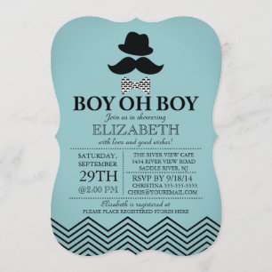 Invitation Modern Boy Oh Boy Little Man Mustache Baby shower